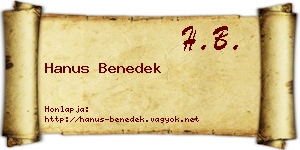 Hanus Benedek névjegykártya